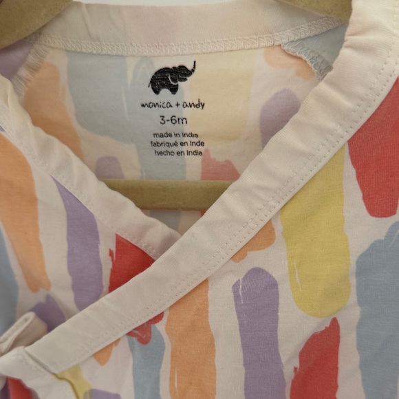 Monica + Andy Colorful Baby Kimono Romper Abstract Paint Strokes Pattern 3-6M - Picture 3 of 5